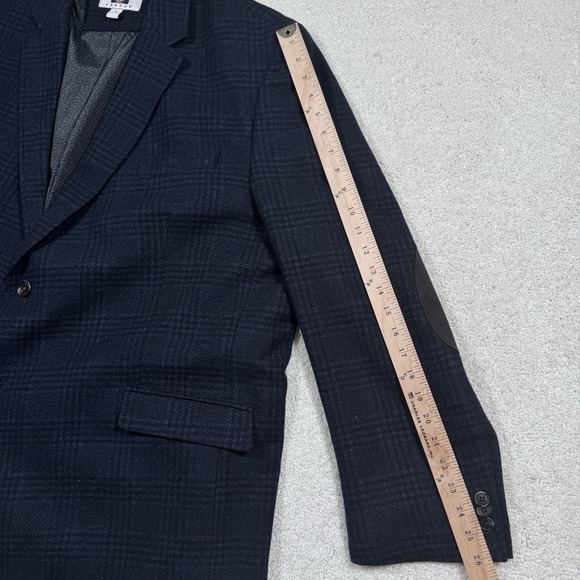 Joseph‎ Abboud Blazer Jacket Men's 3X Navy Plaid Wool Elbow Patch Classic Fit - Picture 7 of 10